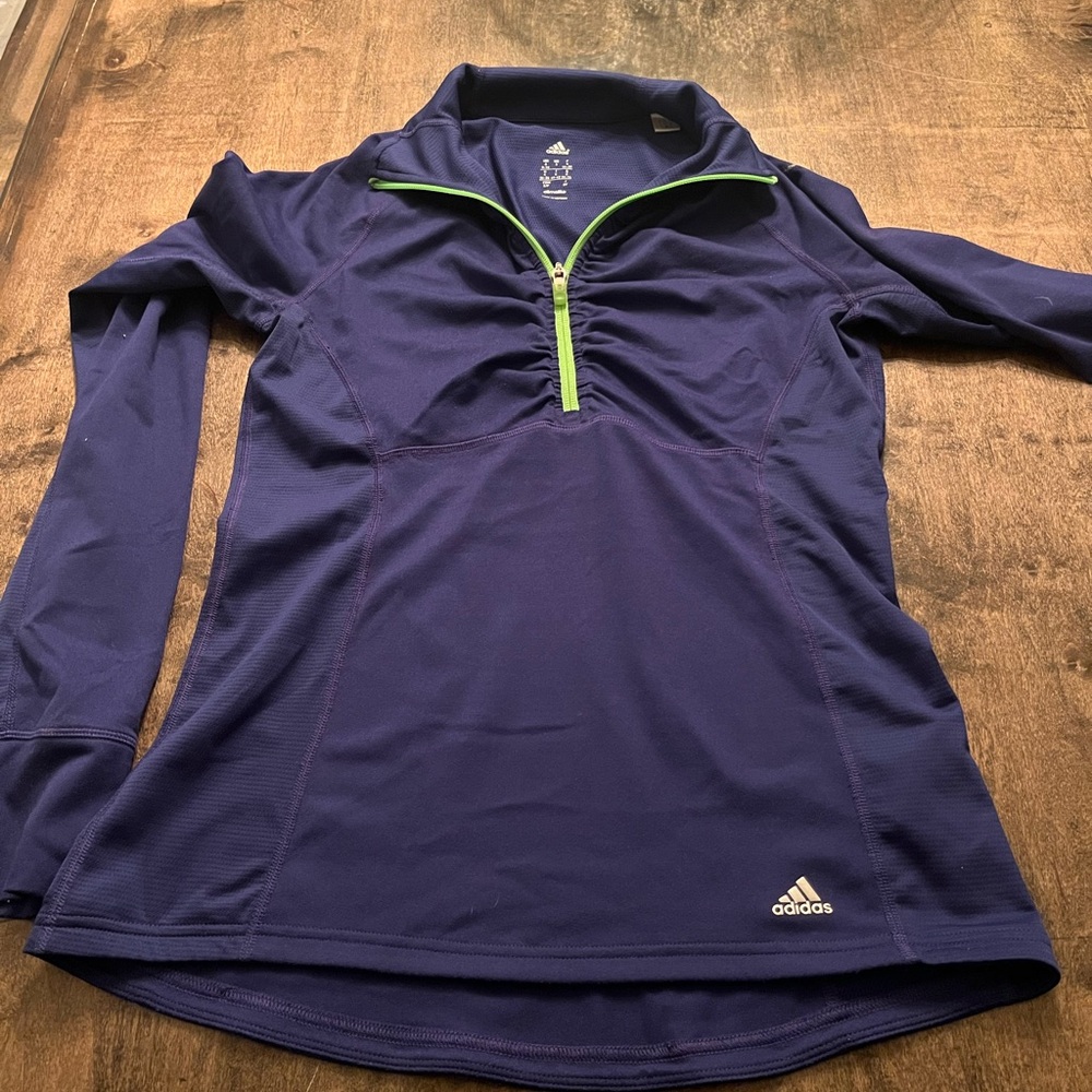 Adidas Navy Pullover with Lime Zipper